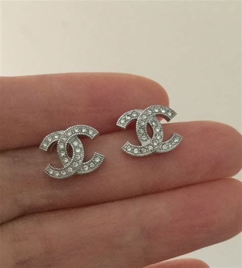 chanel crystal cc earrings silver|Chanel cc earrings sterling silver.